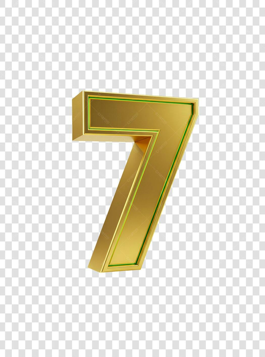 Icone Numero Sete Dourado PNG com fundo transparente