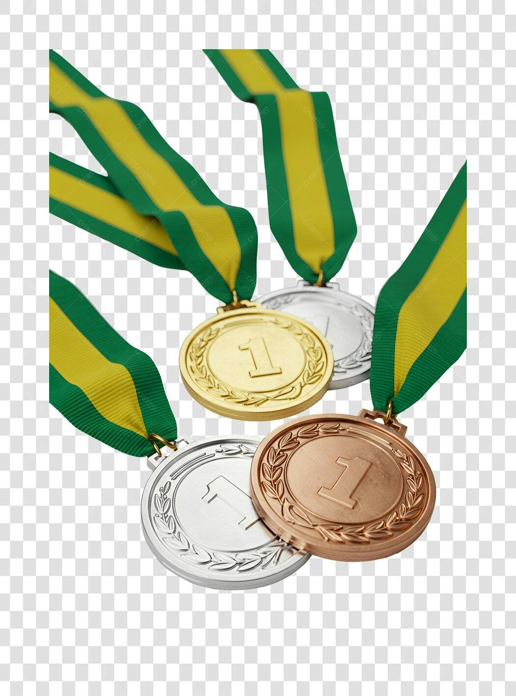 Icone Medalhas Ouro Prata Bronze PNG com fundo transparente