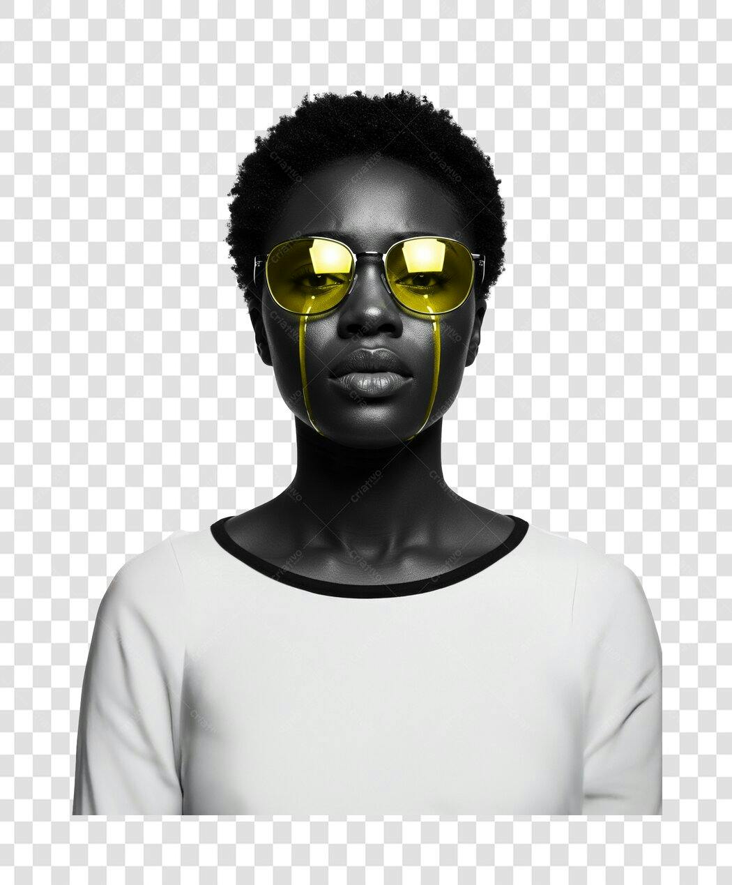 Imagem PNG com fundo transparente Mulher Afro com óculos amarelos