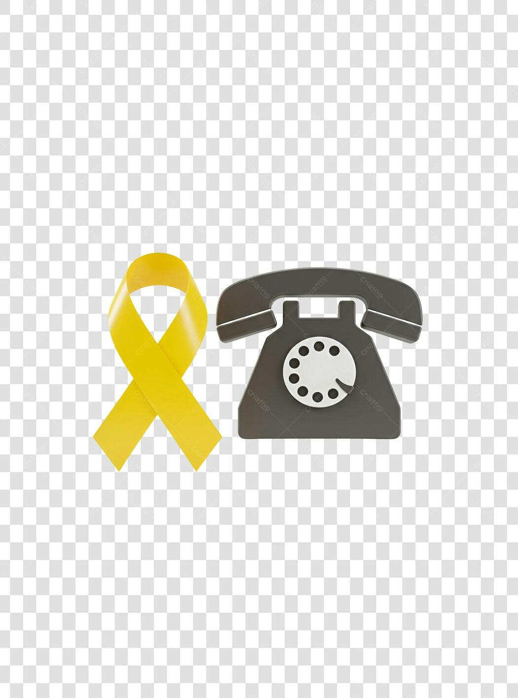 Ícone Fita Amarela e Telefone PNG com fundo transparente