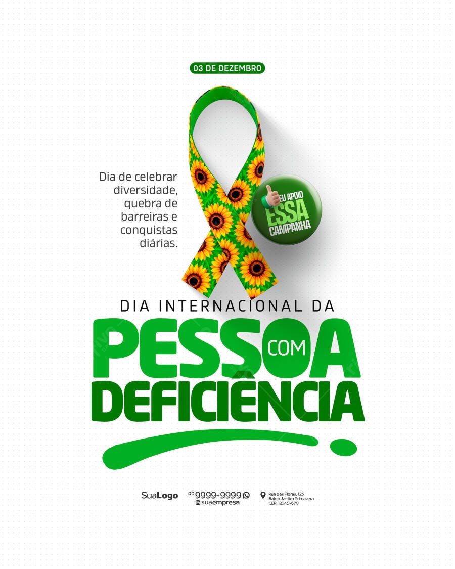 Flyer Dia Internacional da Pessoa com Deficiência PSD Editável