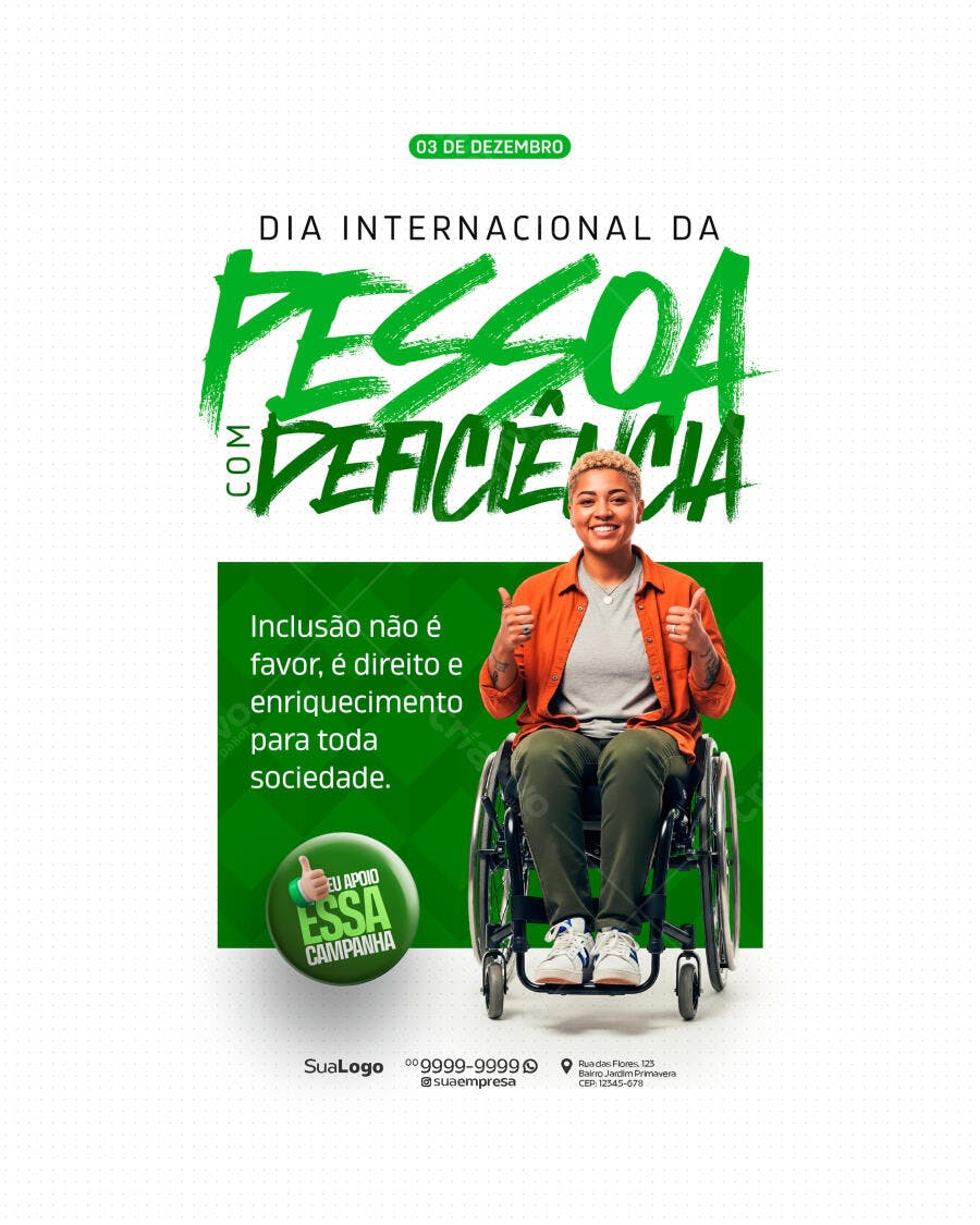 Flyer Dia Internacional da Pessoa com Deficiência PSD Editável