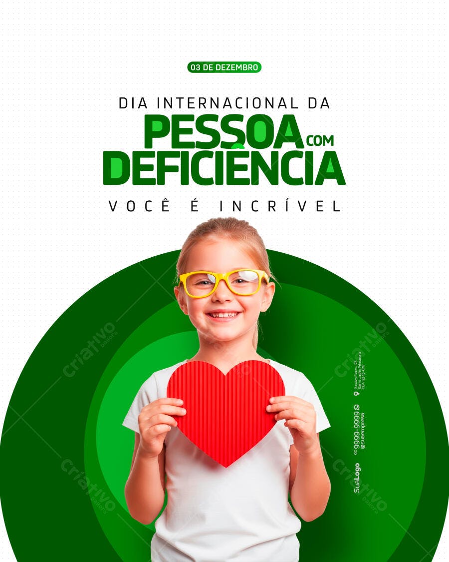 Post para Dia Internacional da Pessoa com Deficiência PSD Editável