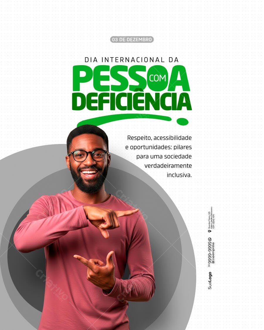 Post para Dia Internacional da Pessoa com Deficiência PSD Editável