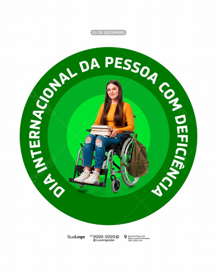 Flyer Dia Internacional da Pessoa com Deficiência PSD Editável