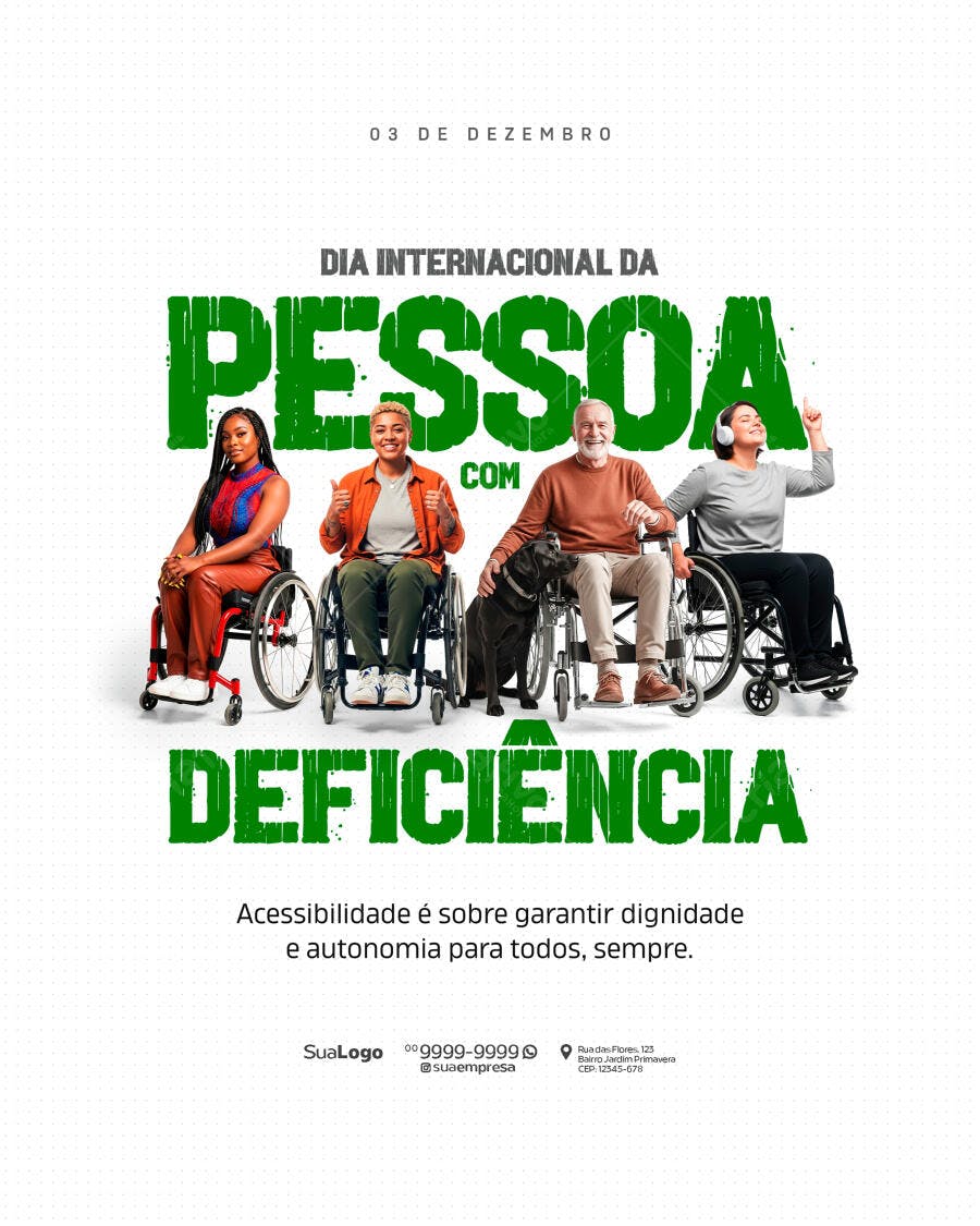 Flyer Dia Internacional da Pessoa com Deficiência PSD Editável