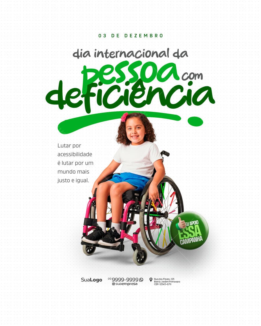 Flyer Dia Internacional da Pessoa com Deficiência PSD Editável