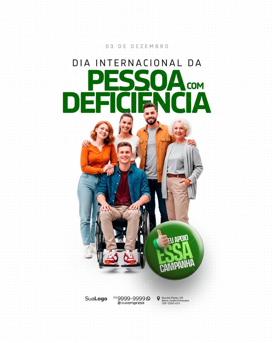 Flyer Dia Internacional da Pessoa com Deficiência PSD Editável
