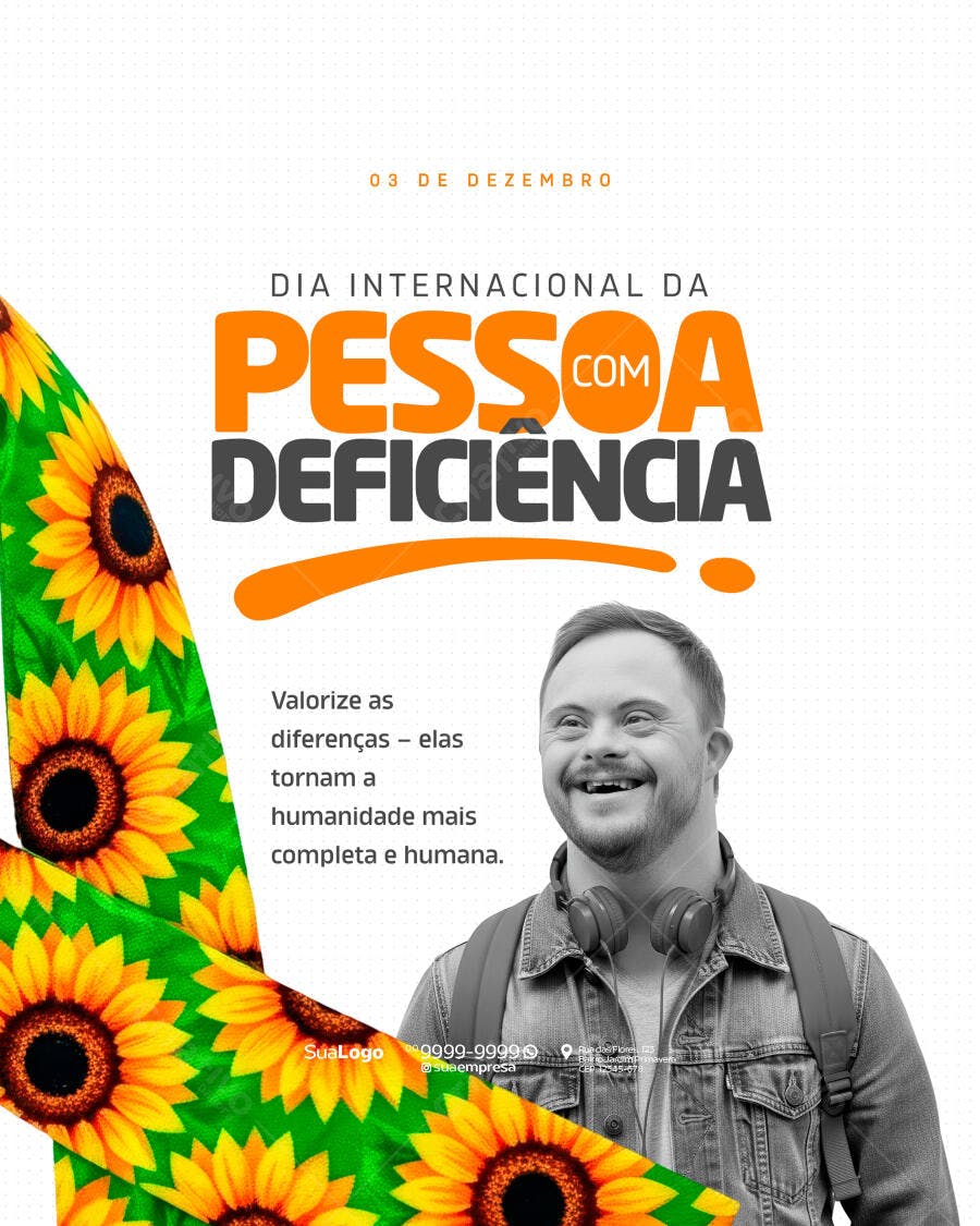 Post para Dia Internacional da Pessoa com Deficiência PSD Editável