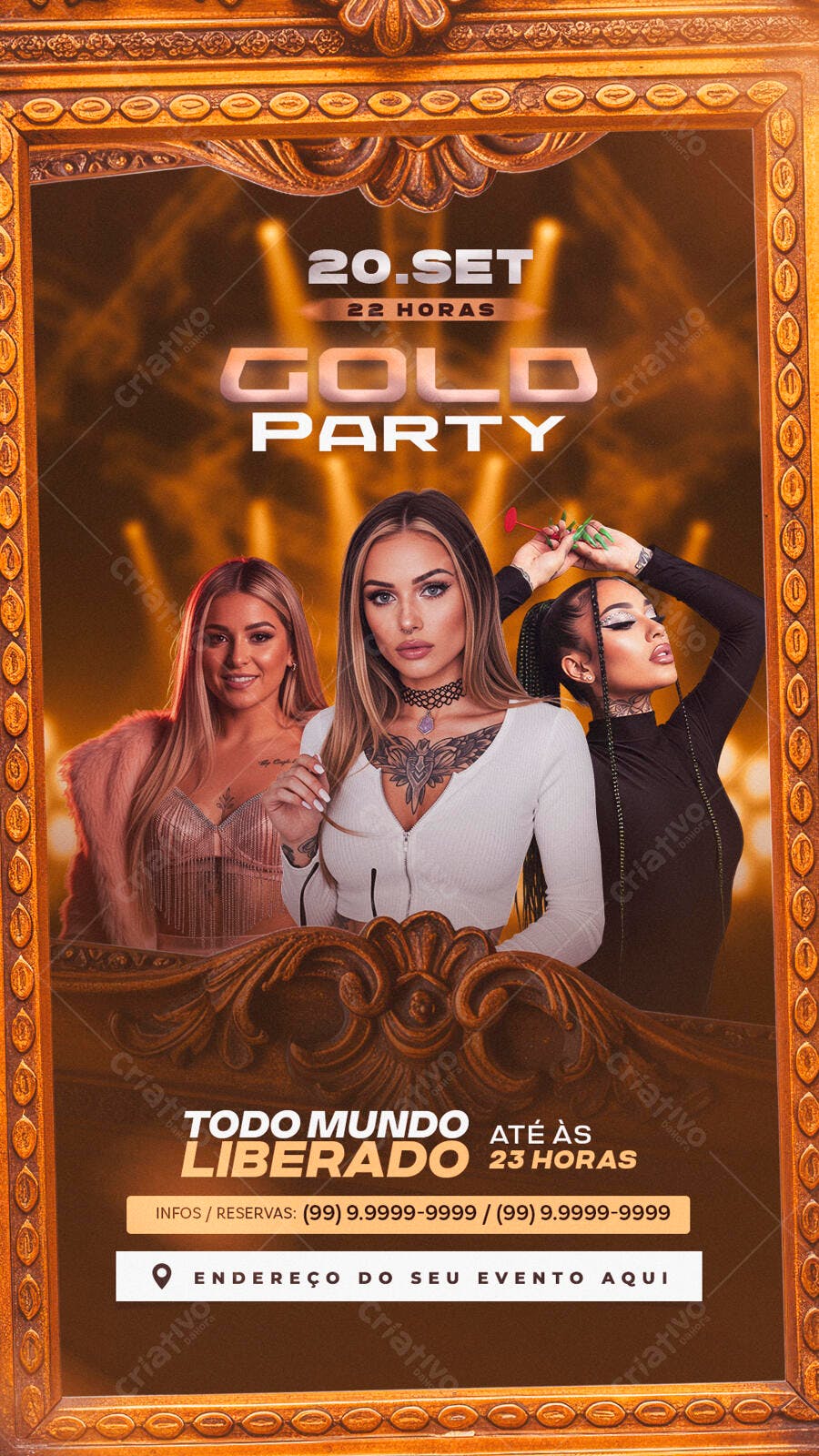 Flyer Festa Gold Party PSD Editável