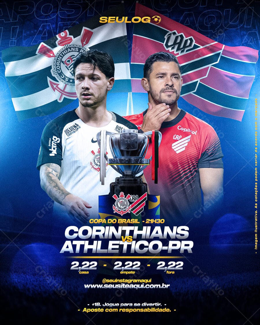 Flyer Corinthians x Athletico-PR Copa do Brasil PSD Editável