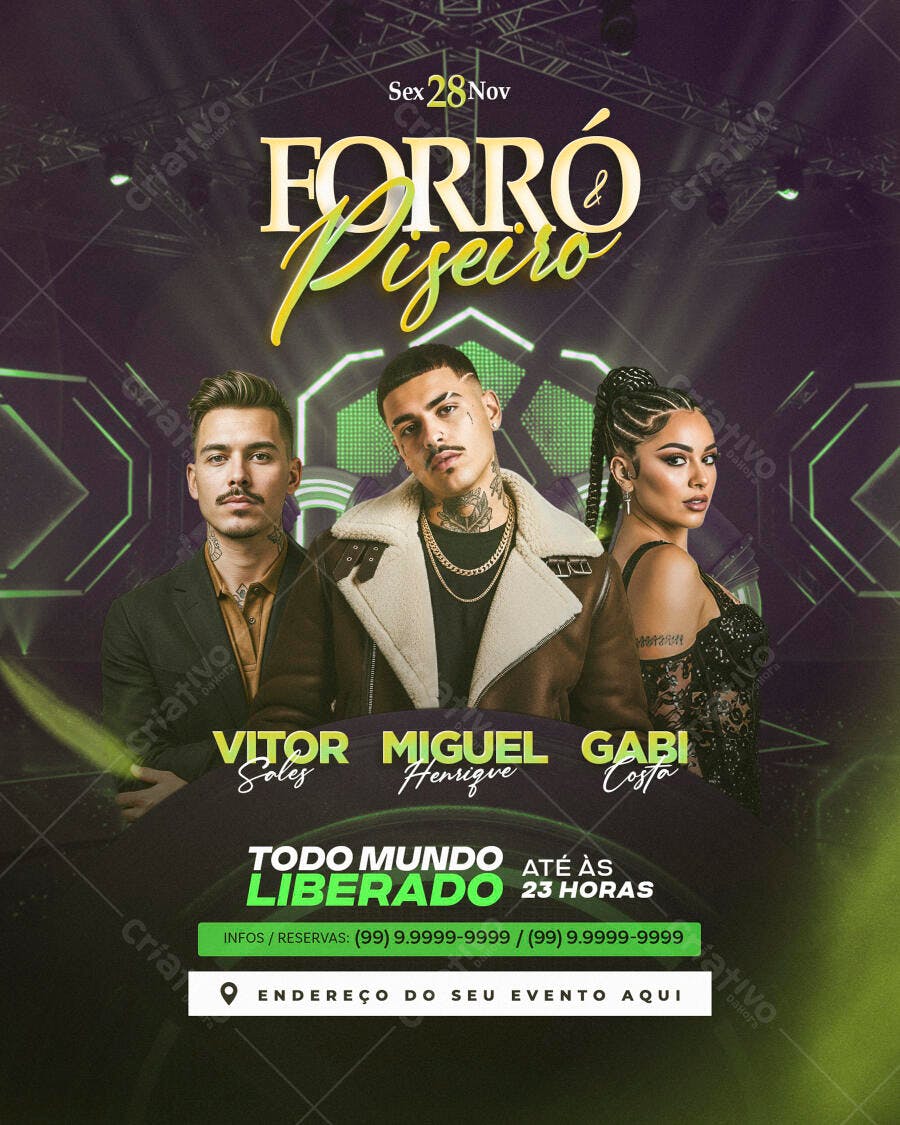 Flyer Forró e Piseiro PSD Editável