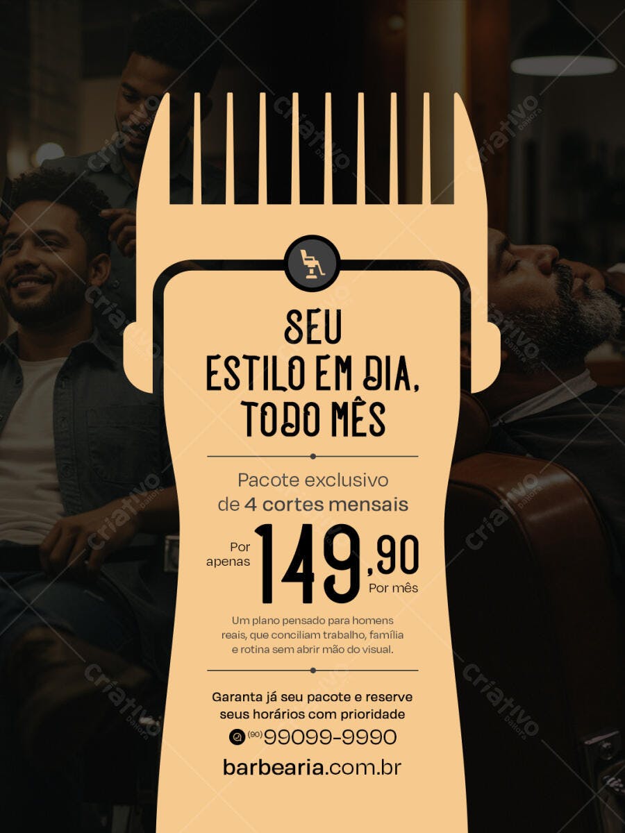 Flyer Barbearia Mensal PSD Editável