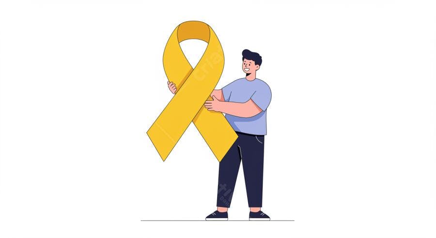 Homem segurando fita amarela de conscientização