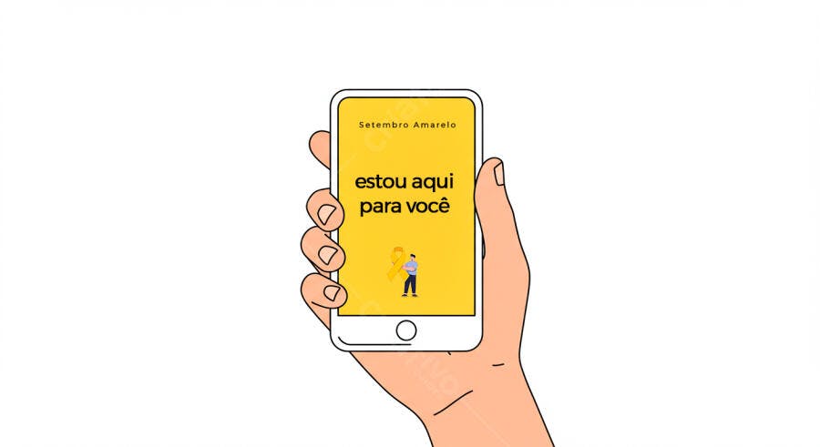 Mão segurando celular Setembro Amarelo