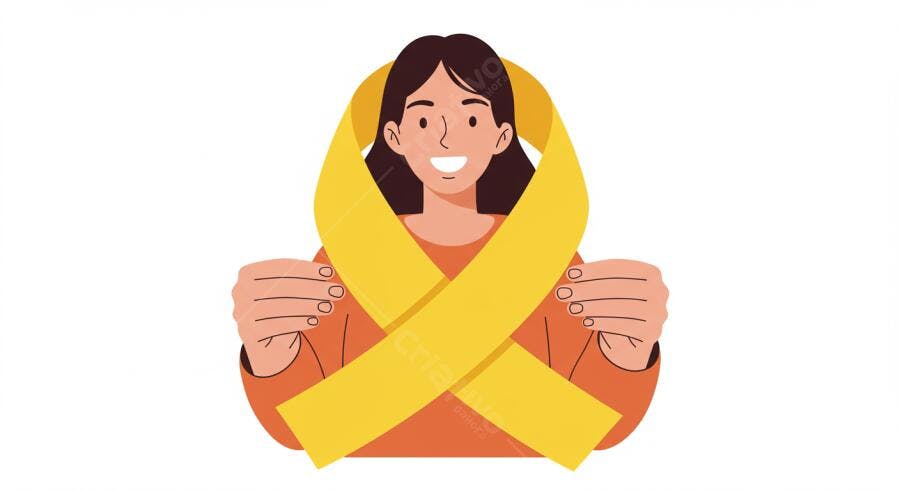 Mulher segurando fita amarela de apoio