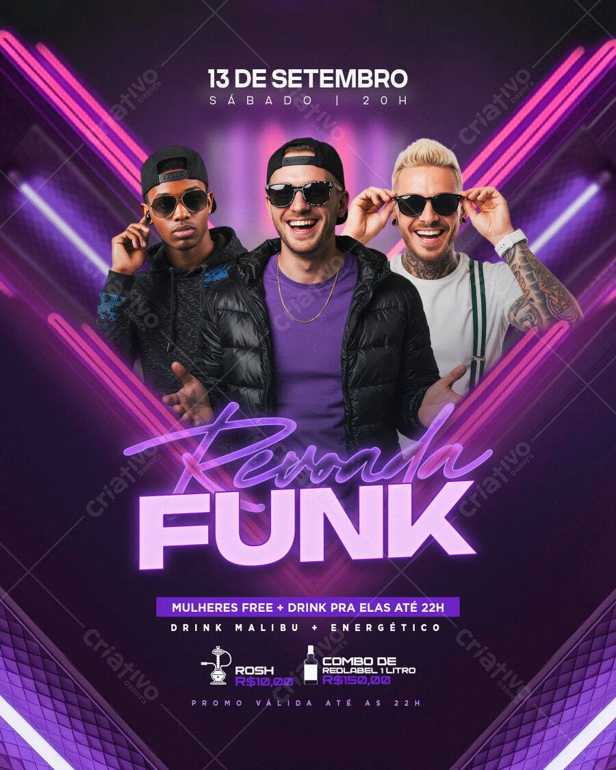 Flyer Festa Funk 13 de Setembro PSD Editável