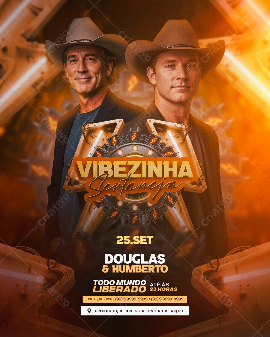 Flyer para Show Sertanejo com Douglas e Humberto PSD Editável