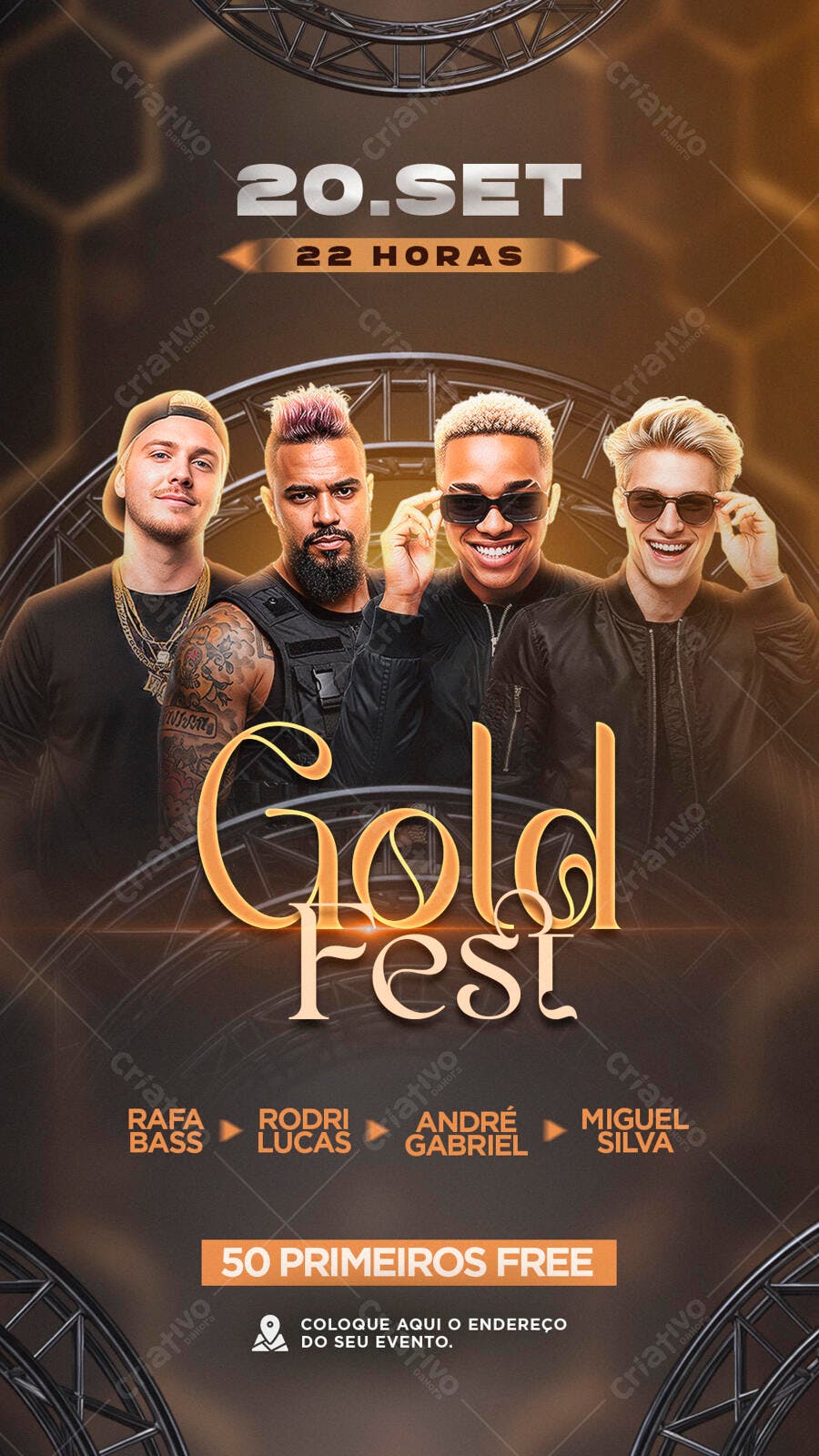 Flyer Festa Gold Fest PSD Editável
