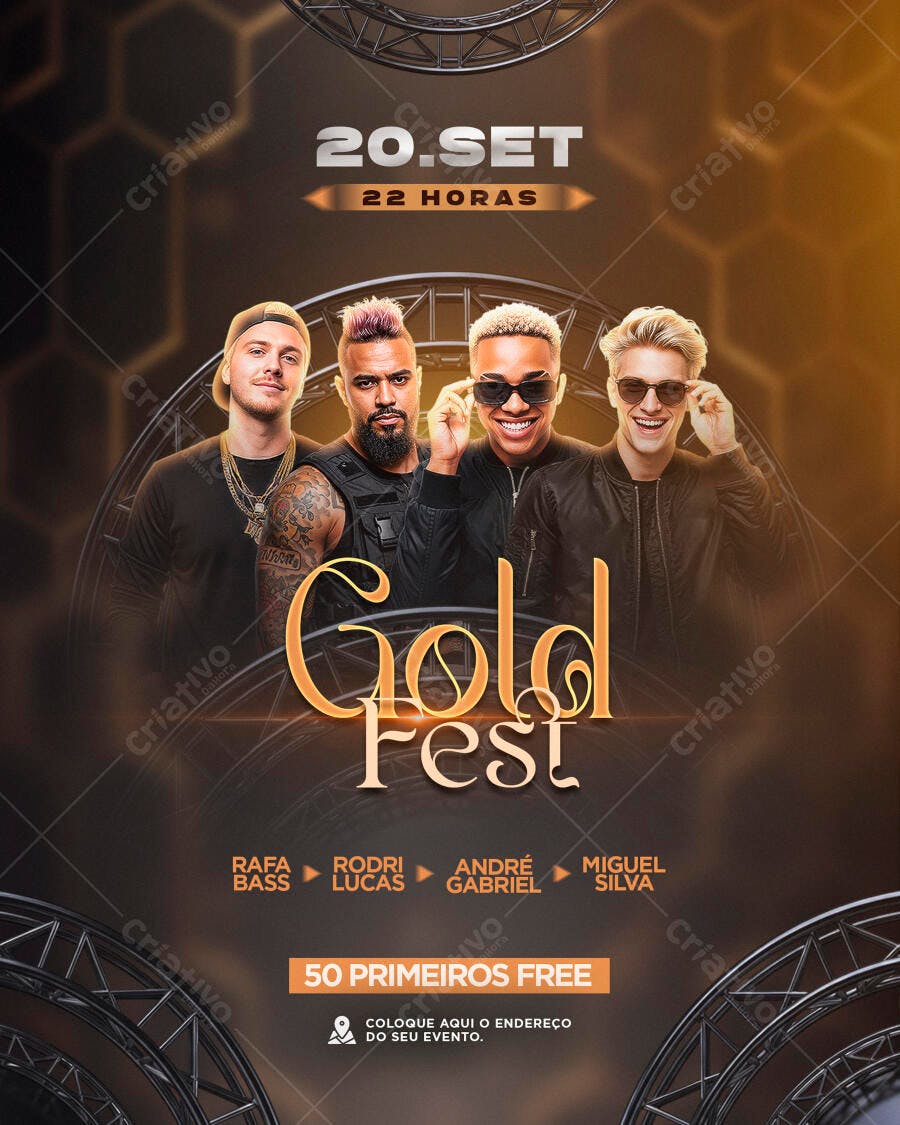 Flyer Festa Gold Fest PSD Editável