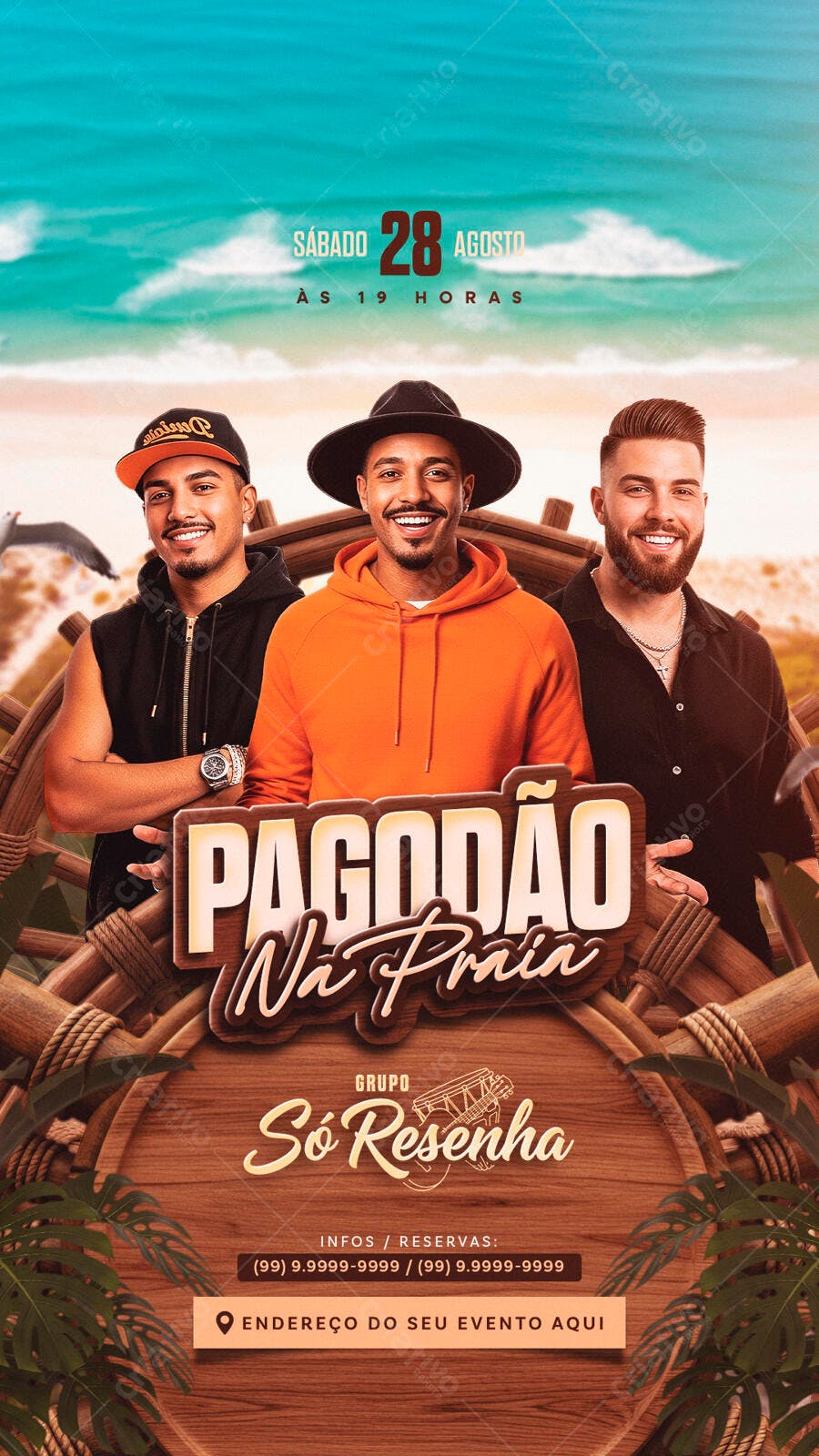 Flyer Pagode na Praia PSD Editável