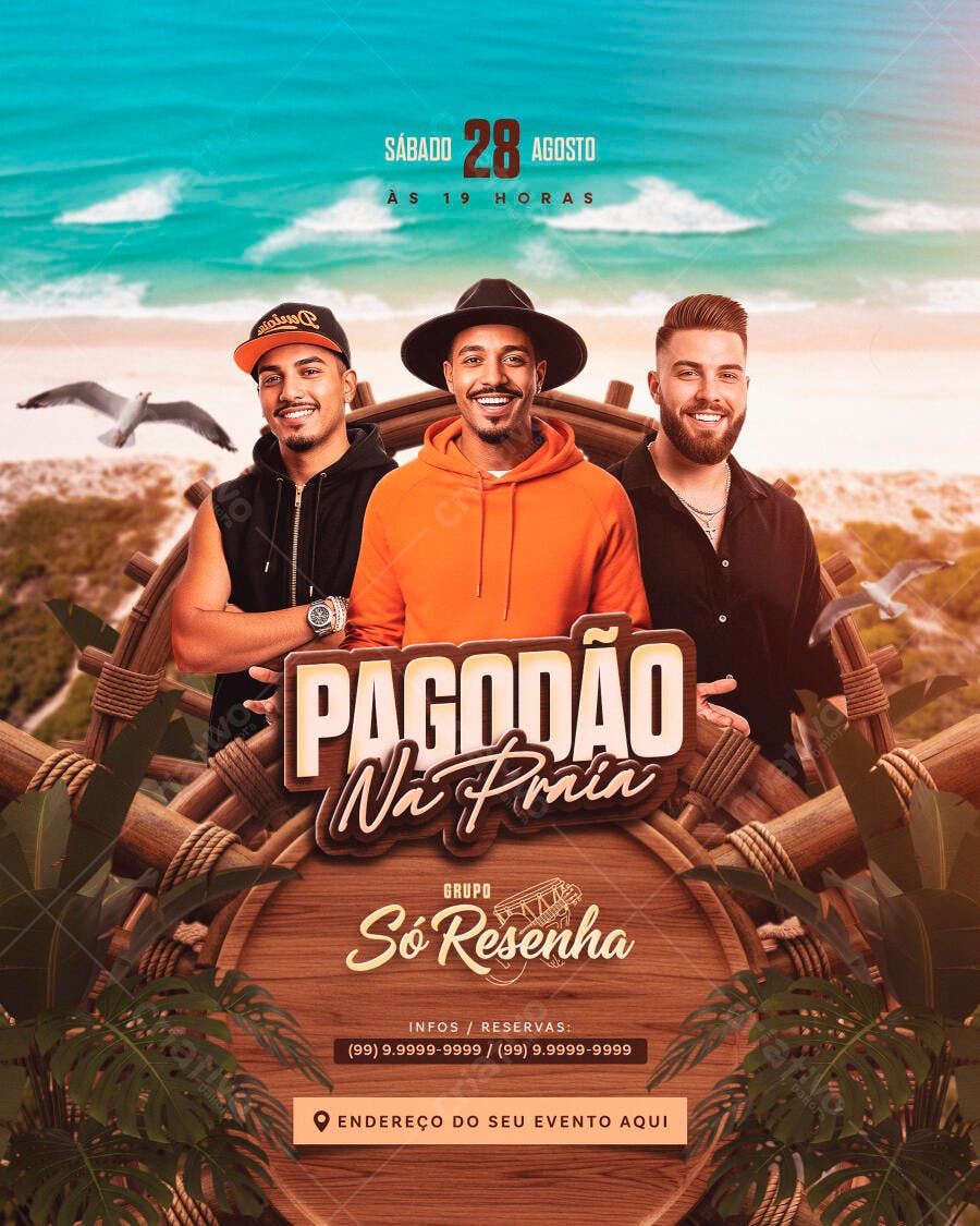 Flyer Pagode na Praia PSD Editável