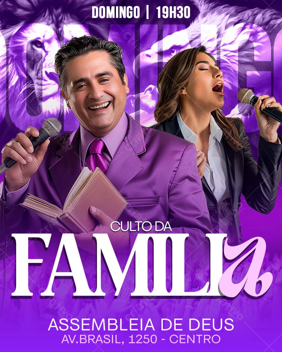 Flyer para Culto da Família PSD Editável