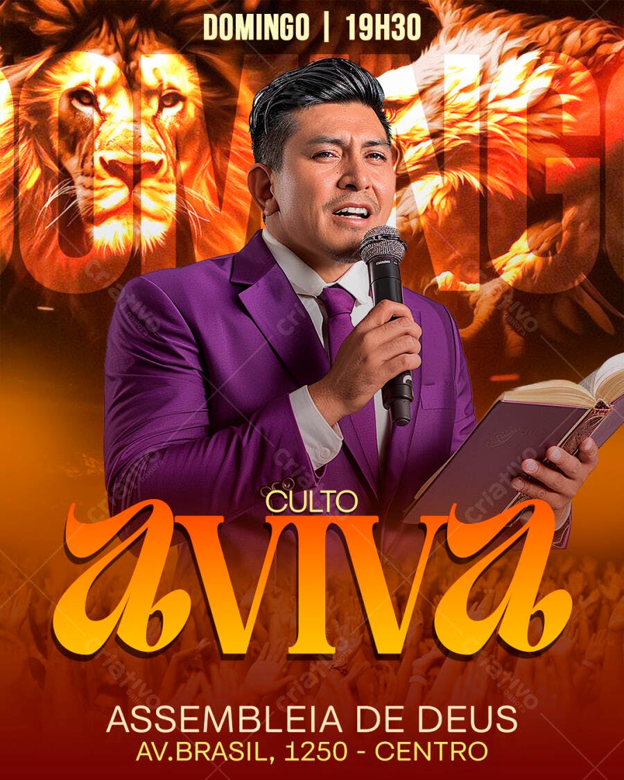 Flyer para Culto Avivamento PSD Editável