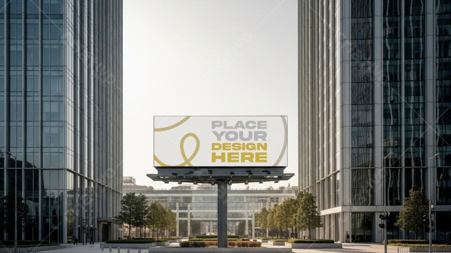 Mockup Outdoor: Billboard Moderno em Cenário Urbano