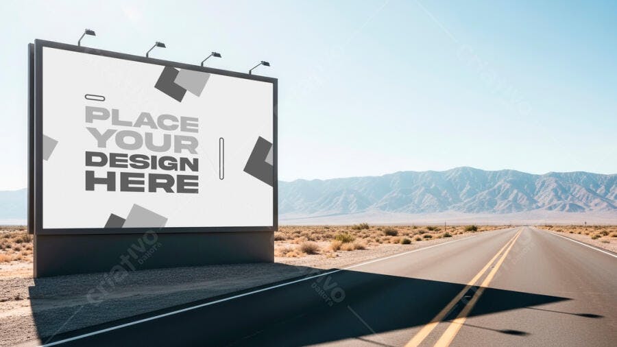 Mockup Outdoor: Billboard em Paisagem Desértica