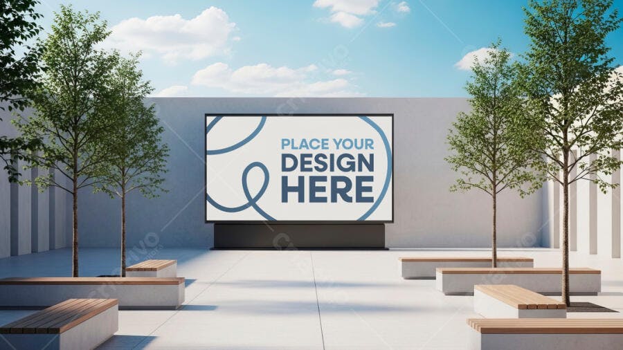 Mockup Outdoor: Painel Digital Moderno em Praça