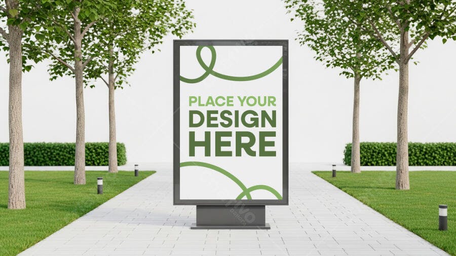 Mockup de Outdoor Moderno em Jardim