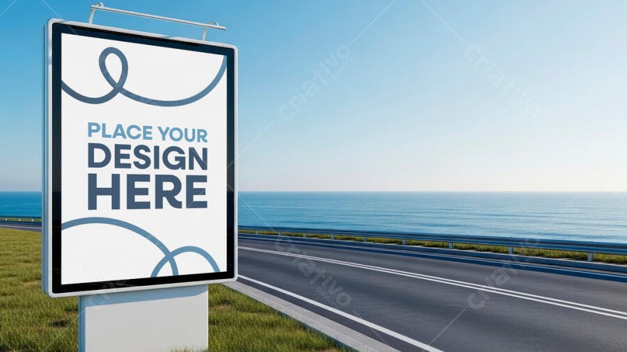 Mockup Outdoor: Painel Publicitário em Estrada Litorânea
