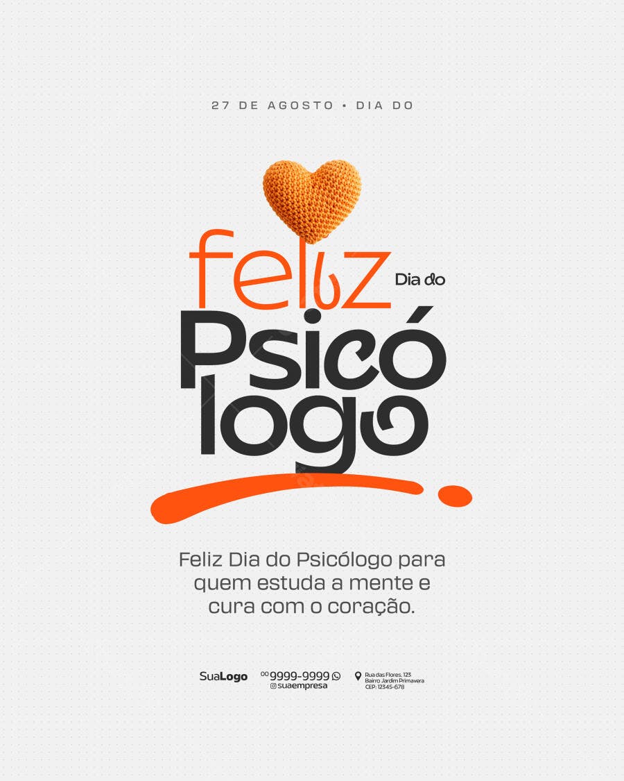 Post para o Dia do Psicólogo PSD Editável