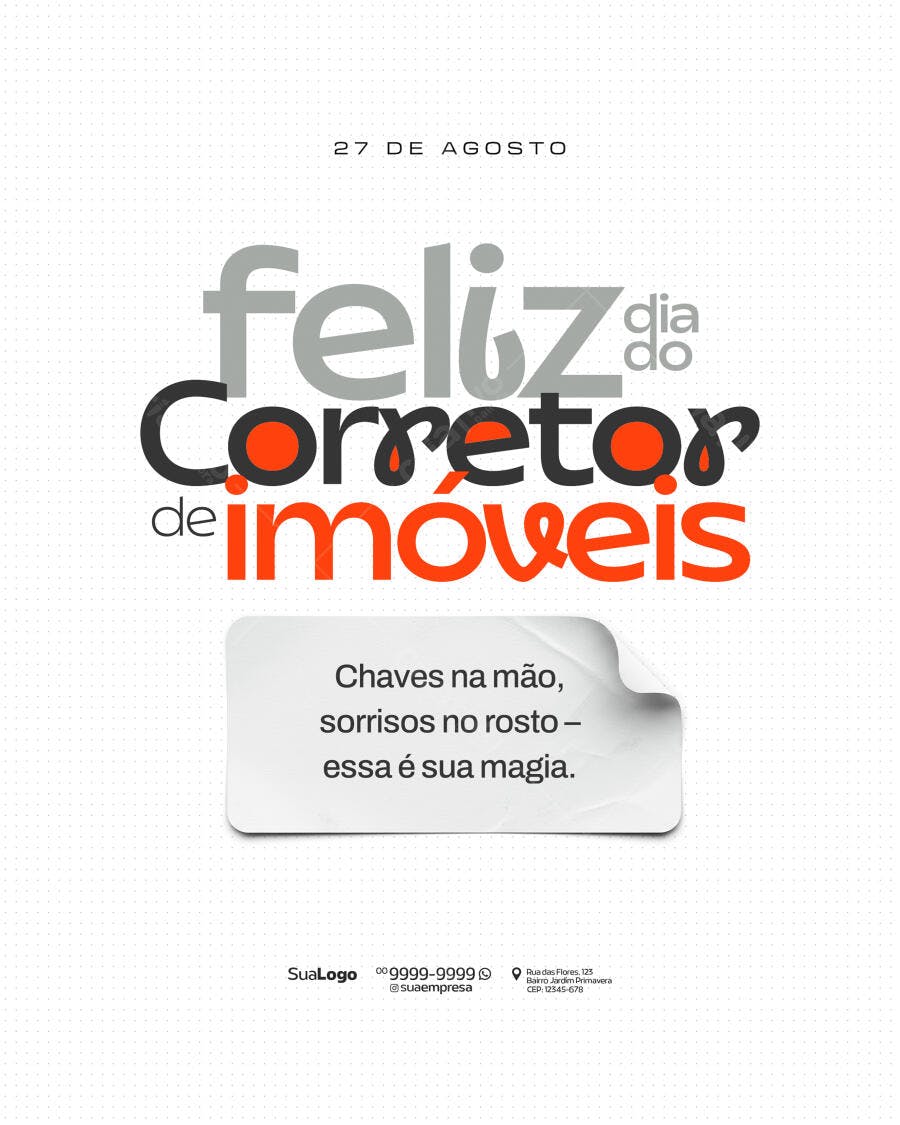Flyer Dia do Corretor de Imóveis PSD Editável