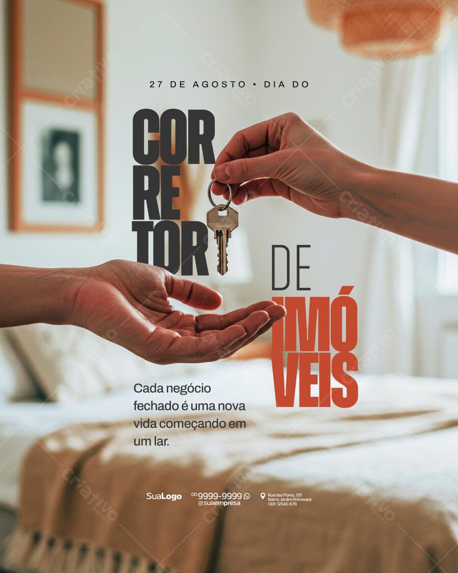 Flyer Dia do Corretor de Imóveis PSD Editável