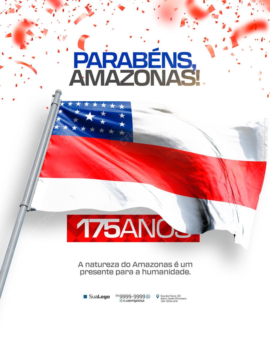 PSD para Aniversário de 175 anos do Amazonas Editável