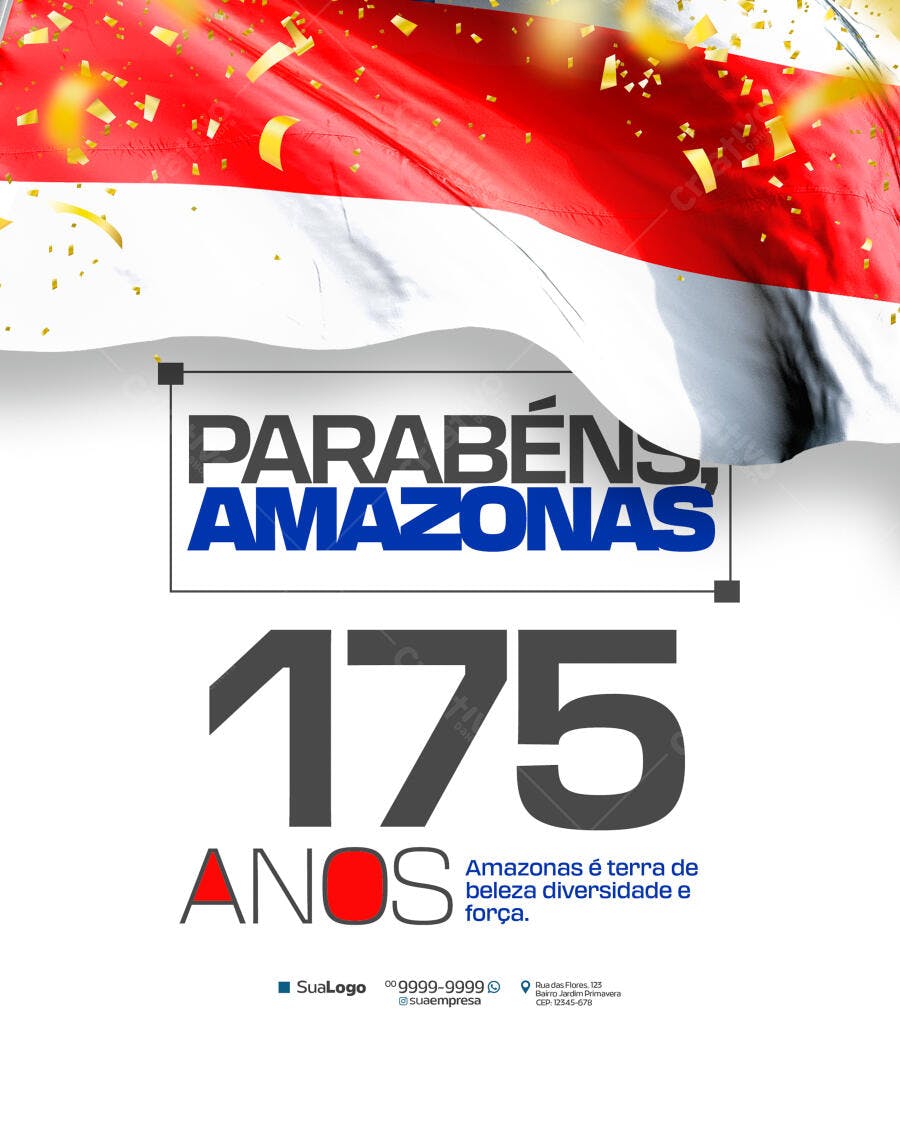 Flyer Aniversário Amazonas 175 Anos PSD Editável