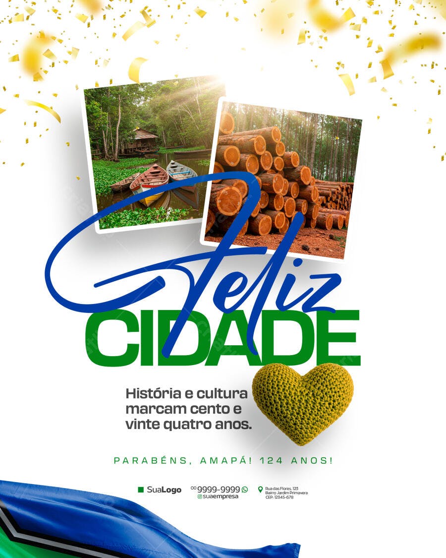 Flyer Aniversário Cidade Amapá 124 Anos PSD Editável