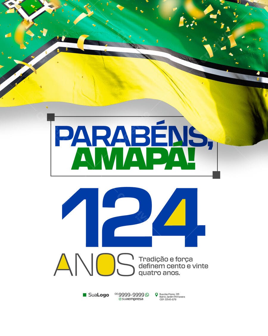 Flyer Aniversário 124 Anos Amapá PSD Editável