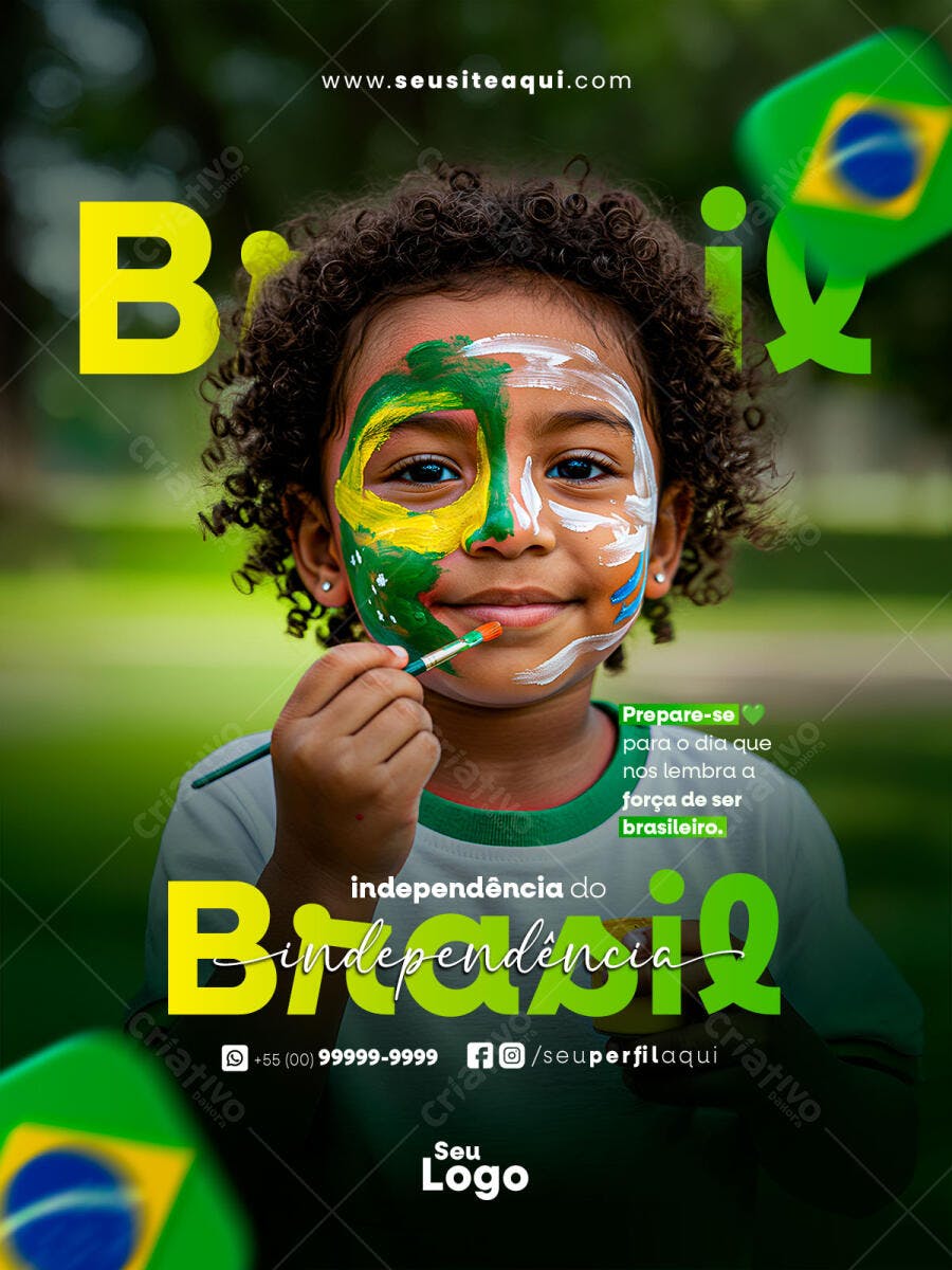 Flyer para o Dia da Independência do Brasil PSD Editável