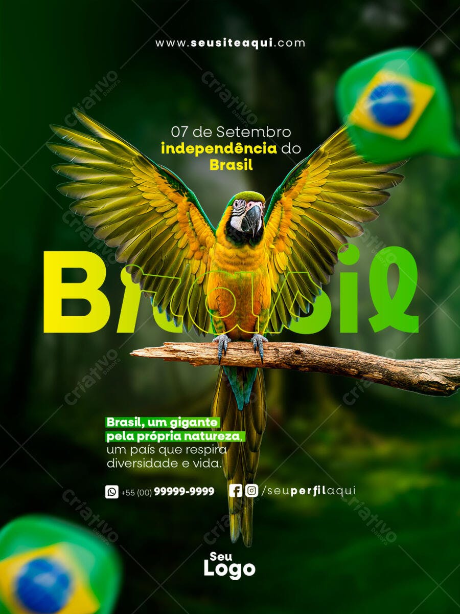 Flyer para o Dia da Independência do Brasil PSD Editável