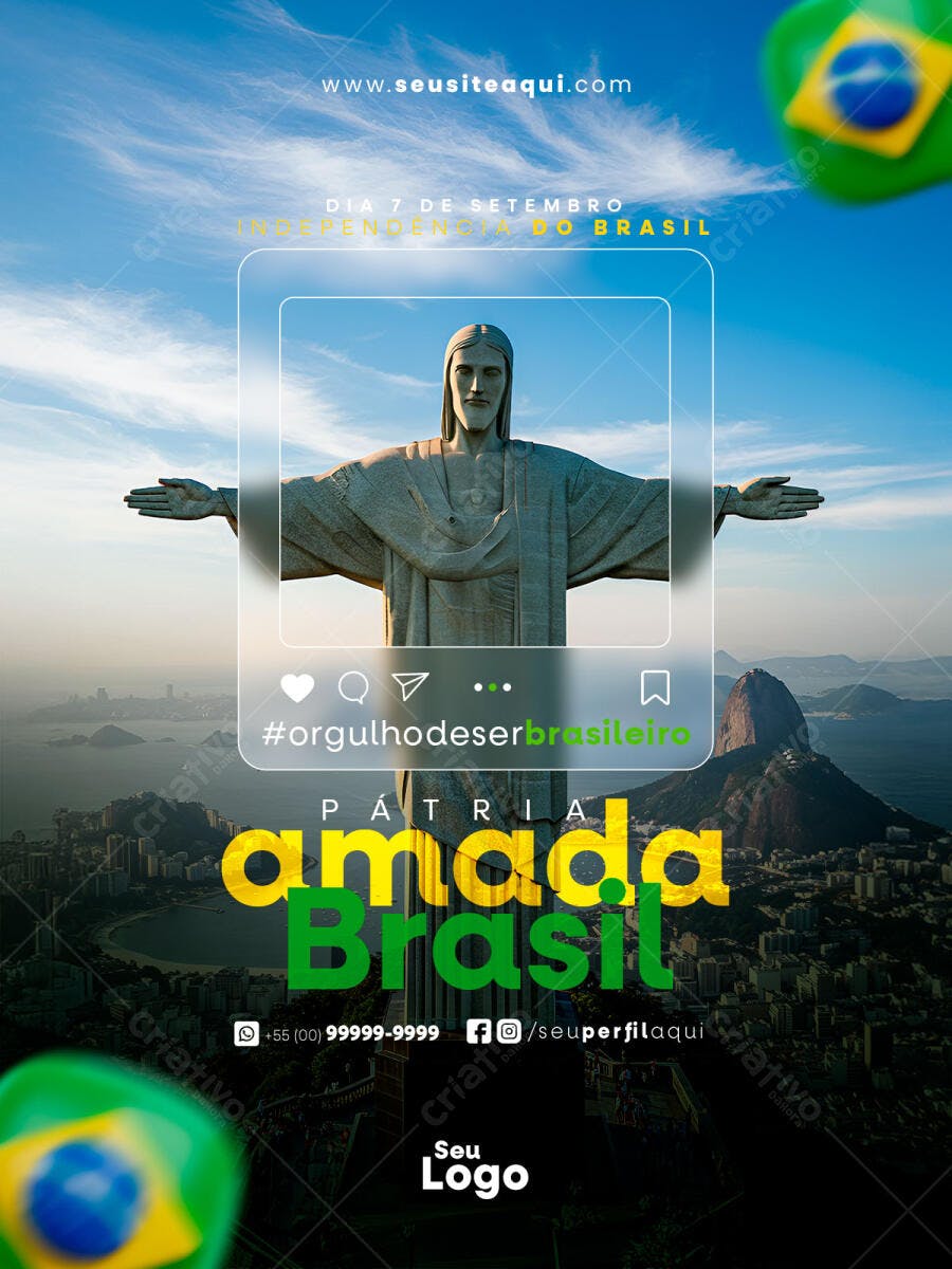 Post para o Dia da Independência do Brasil PSD Editável