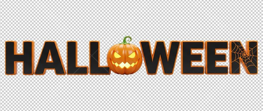 Banner Halloween com abóbora PNG com fundo transparente
