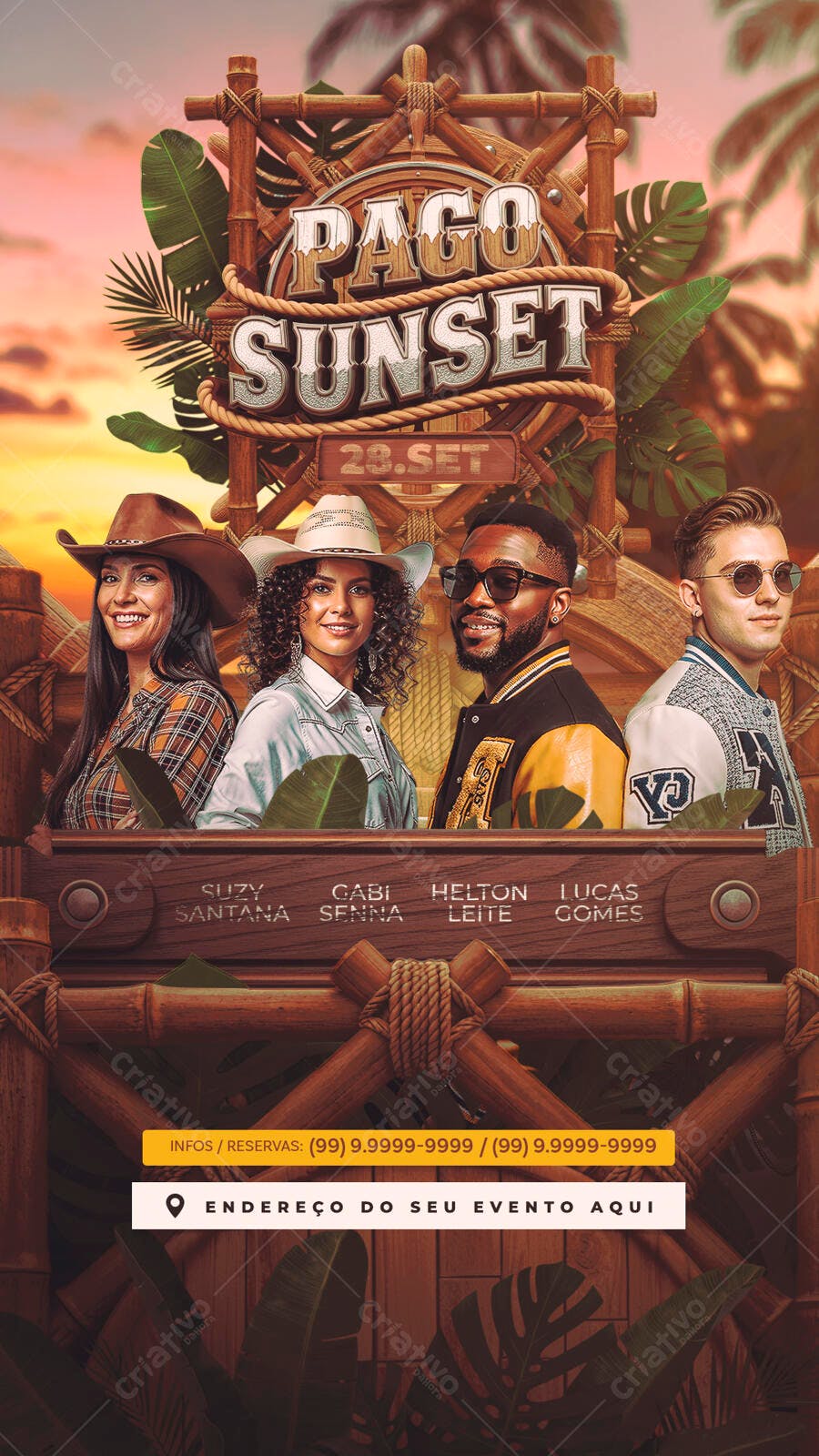 Flyer Festa Sunset Pago PSD Editável