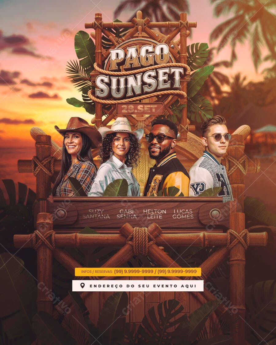 Flyer Pago Sunset PSD Editável