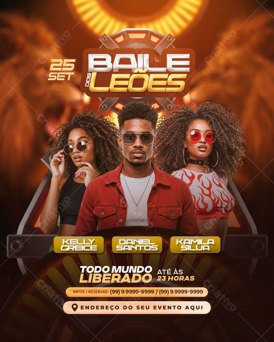 Flyer Baile dos Leões PSD Editável