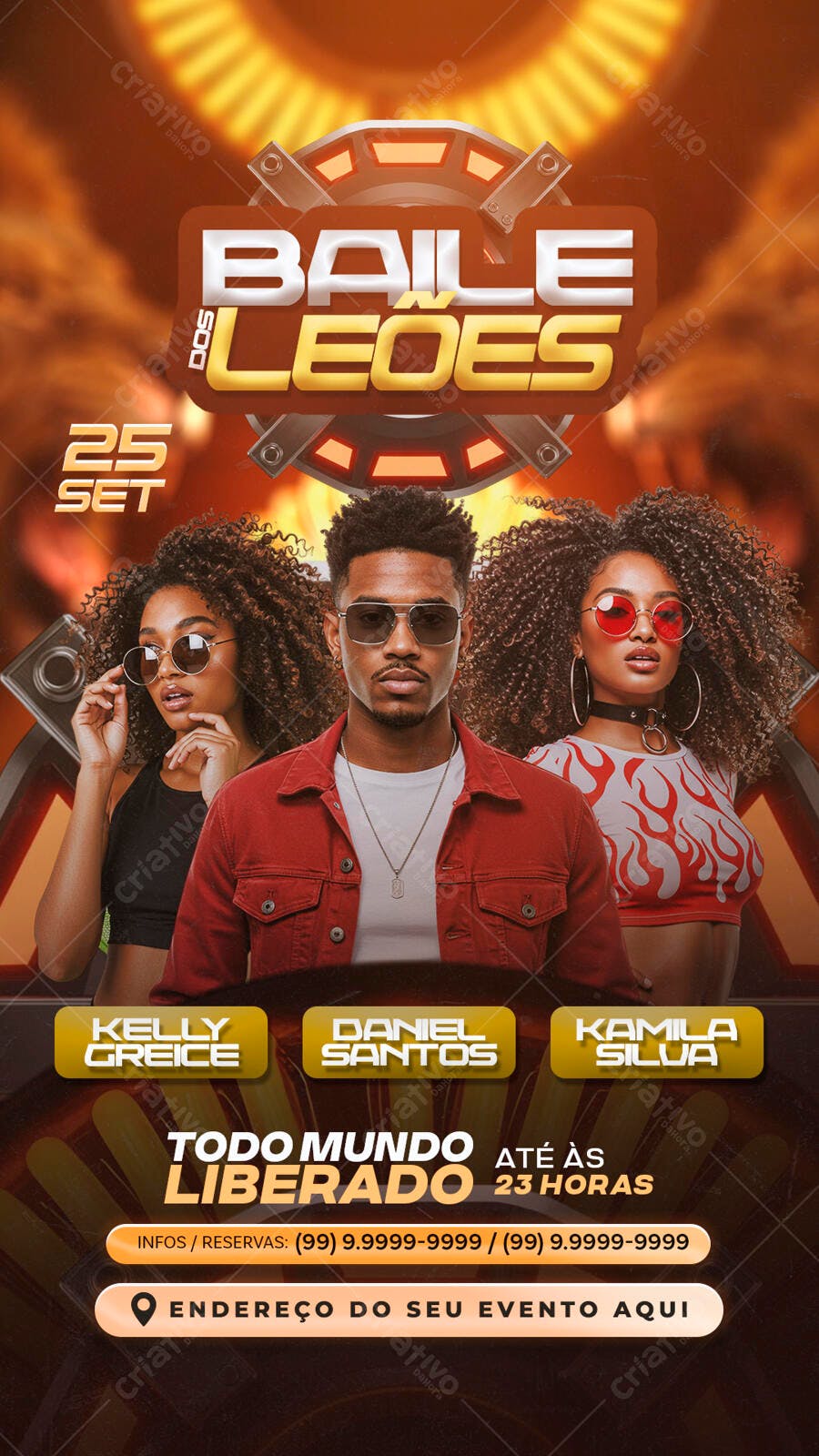 Flyer Baile dos Leões PSD Editável