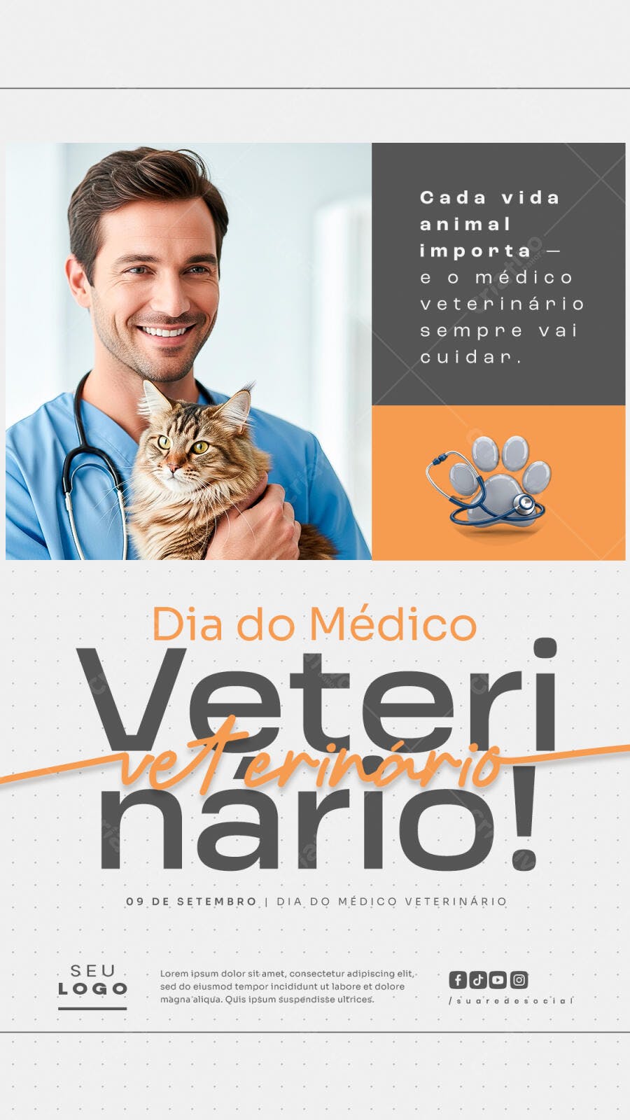 Post para o Dia do Médico Veterinário PSD Editável