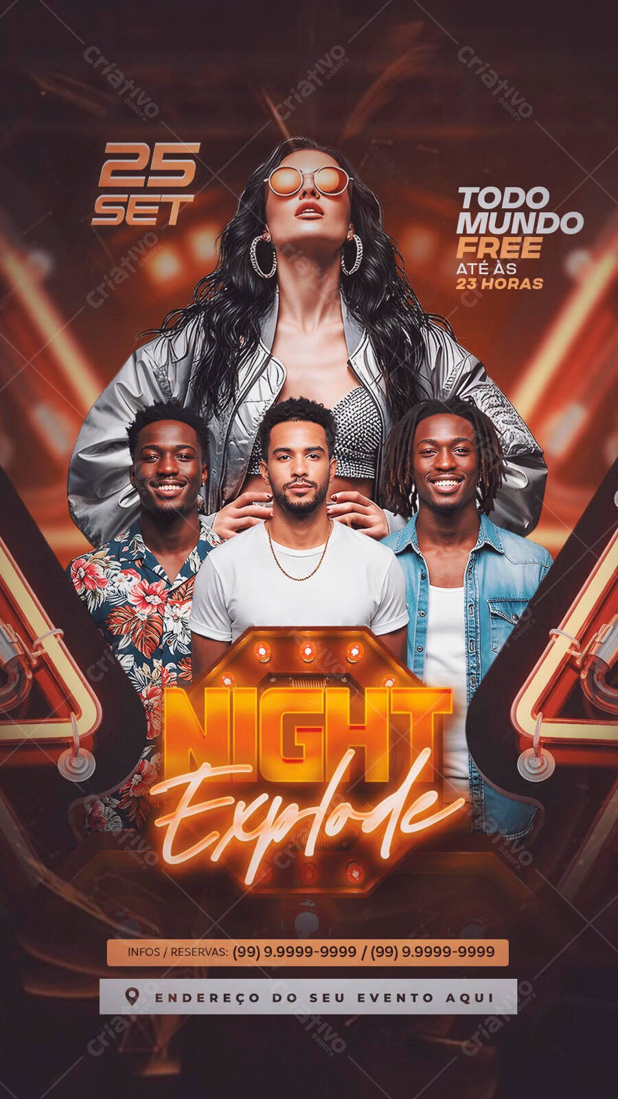 Flyer Festa Night Explode PSD Editável